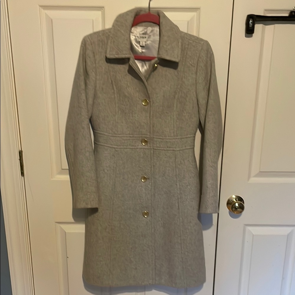 J. Crew Light Gray Wool Blend Trench Coat